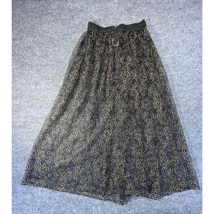 Vintage CHRiSTiNe THoMSoN Black W/ Gold Accents See Through Full Skirt Womens 8